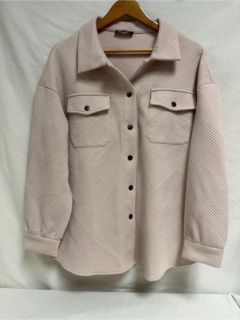 Pretty Garden Women’s Snap Up Long Sleeve Mid Weight Shirt Beige Large Great Con